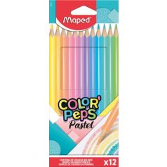   MAPED Színes ceruza készlet, háromszögletű, MAPED "Color'Peps Pastel", 12 különböző pasztell szín