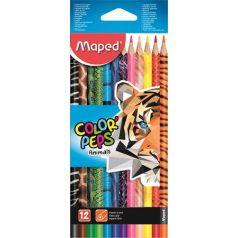   MAPED Színes ceruza készlet, háromszögletű, MAPED "Color'Peps Animal", 12 különböző szín