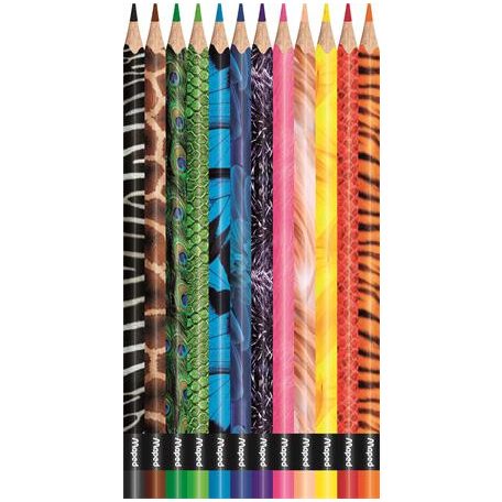 MAPED Színes ceruza készlet, háromszögletű, MAPED "Color'Peps Animal", 12 különböző szín
