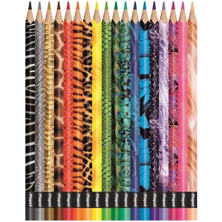 MAPED Színes ceruza készlet, háromszögletű, MAPED "Color'Peps Animal", 18 különböző szín