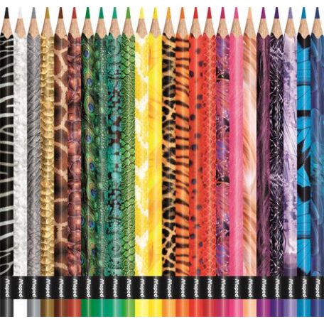 MAPED Színes ceruza készlet, háromszögletű, MAPED "Color'Peps Animal", 24 különböző szín
