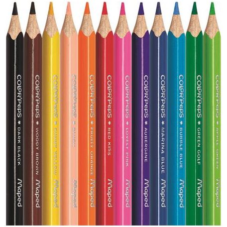 MAPED Színes ceruza készlet, háromszögletű, MAPED "Color'Peps Star Mini", 12 különböző szín