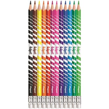 MAPED Színes ceruza készlet, háromszögletű, radírozható, MAPED "Color'Peps Oops", 12 különböző szín