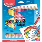 MAPED Színes ceruza készlet, háromszögletű, radírozható, MAPED "Color'Peps Oops", 24 különböző szín