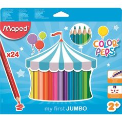   MAPED Színes ceruza készlet, háromszögletű, vastag, MAPED "Jumbo", 24 különböző szín
