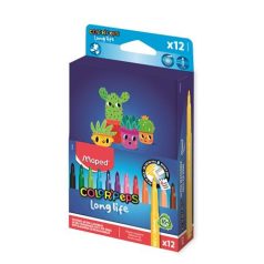   MAPED Filctoll készlet, 3,7 mm, kimosható, dobozos, MAPED „Color'Peps Long Life 2”, 12 különböző szín