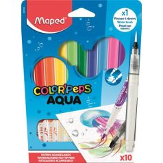   MAPED Akvarell filctoll készlet, 3,6 mm, ecsettel, MAPED "Color'Peps Aqua", 10 különböző szín