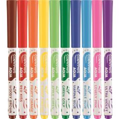   MAPED Akvarell filctoll készlet, 3,6 mm, ecsettel, MAPED "Color'Peps Aqua", 10 különböző szín