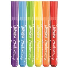   MAPED Ablakfilc készlet, vastag, törlőkendővel, 5 mm, MAPED "Marker'Peps", 6 különböző szín