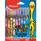MAPED Filctoll készlet, 2,8 mm, kimosható, MAPED "Color'Peps Monster" 12 különböző szín