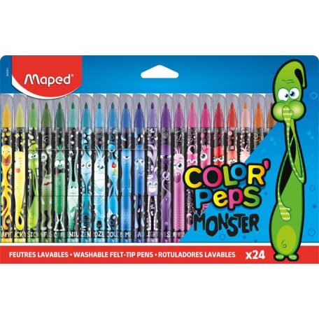 MAPED Filctoll készlet, 2,8 mm, kimosható, MAPED "Color'Peps Monster" 24 különböző szín