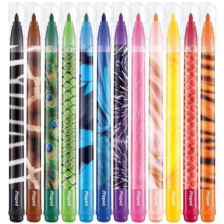 MAPED Filctoll készlet, 2,8 mm, kimosható, MAPED "Color'Peps Animals", 12 különböző szín