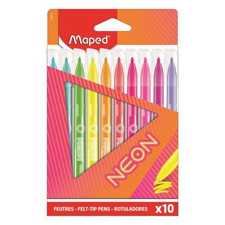 MAPED Filctoll készlet, 2,8 mm, kimosható, MAPED "Neon", 10 különböző szín