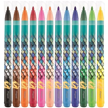 MAPED Filctoll készlet, 2,8 mm, kimosható, MAPED „Dragon sárkány”, 12 különböző szín