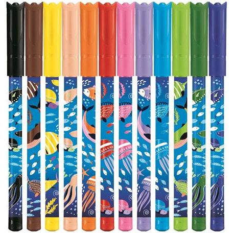 MAPED Filctoll készlet, 2 mm, kimosható, MAPED "Color'Peps Ocean Life", 12 különböző szín