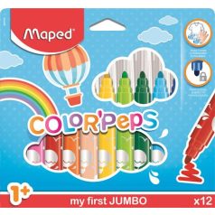   MAPED Filctoll készlet, 1-5 mm, kimosható, vastag, MAPED "Color'Peps Jumbo", 12 különböző szín