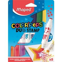   MAPED Filctoll készlet, 7,5 mm, kétvégű, MAPED "Color'Peps Duo Stamp" 8 különböző szín és minta
