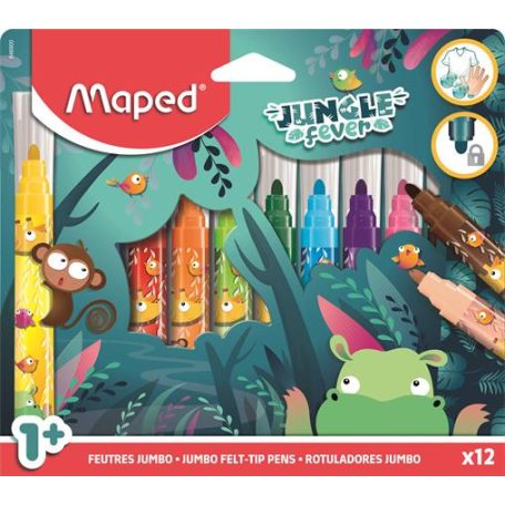 MAPED Filctoll készlet, 5 mm, kimosható, vastag, MAPED "Jungle Fever", 12 különböző szín