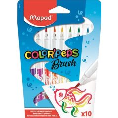   MAPED Filctoll készlet, kimosható, ecsetjellegű, MAPED "Color ’Peps Brush", 10 különböző szín
