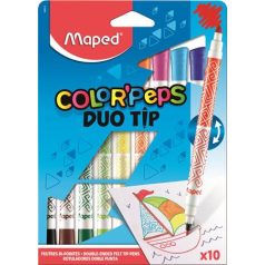   MAPED Filctoll készlet, MAPED "Color'Peps Duo Tip", 10 különböző szín