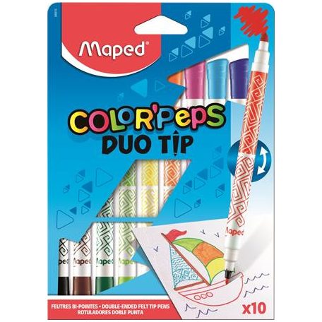 MAPED Filctoll készlet, MAPED "Color'Peps Duo Tip", 10 különböző szín