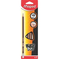   MAPED Grafitceruza radírral, HB, háromszögletű, MAPED "Black'Peps"