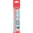 MAPED Grafitceruza radírral, HB, háromszögletű, MAPED "Black'Peps Pastel", vegyes pasztell színek