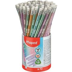  MAPED Grafitceruza radírral, ceruzatartó, HB, háromszögletű, MAPED "Black'Peps Glitter Deco", vegyes pasztell színek