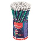 MAPED Grafitceruza radírral, ceruzatartó, HB, háromszögletű, MAPED "Pixel Party", 72 darab