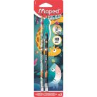 MAPED Grafitceruza radírral, HB, háromszögletű, ceruzafogóval, MAPED "Jungle Fever", kétféle minta