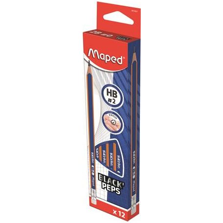 MAPED Grafitceruza radírral, HB, háromszögletű, MAPED "Black'Peps Navy"