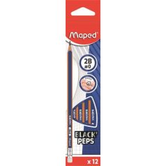   MAPED Grafitceruza radírral, 2B, háromszögletű, MAPED "Black'Peps Navy"