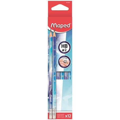 MAPED Grafitceruza radírral, HB, háromszögletű, MAPED "Arctic jégvilág"