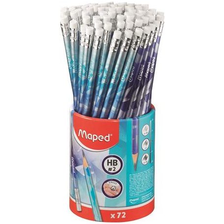 MAPED Grafitceruza radírral, ceruzatartó, HB, háromszögletű, MAPED "Arctic jégvilág", 72 db