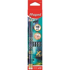   MAPED Grafitceruza radírral, HB, háromszögletű, MAPED "Dragon sárkány"