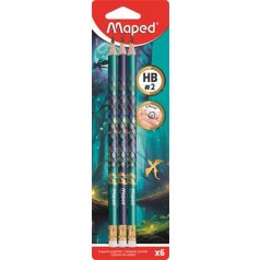   MAPED Grafitceruza radírral, HB, háromszögletű, MAPED "Dragon sárkány", 6 db