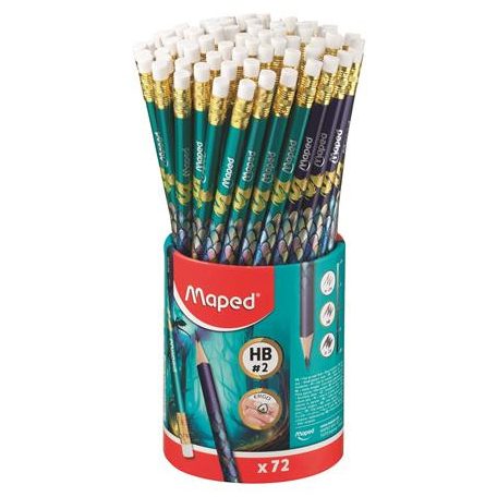 MAPED Grafitceruza radírral, ceruzatartó, HB, háromszögletű, MAPED "Dragon sárkány", 72 db