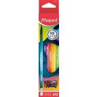 MAPED Grafitceruza radírral, HB, háromszögletű, MAPED "Black'Peps Energy", 6 különböző minta