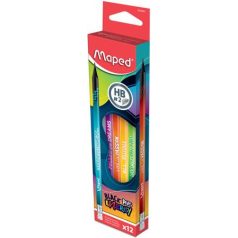   MAPED Grafitceruza radírral, HB, háromszögletű, MAPED "Black'Peps Energy", 6 különböző minta