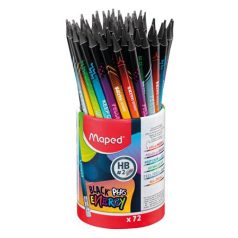   MAPED Grafitceruza radírral, ceruzatartó, HB, háromszögletű, MAPED "Black'Peps Energy", 6 különböző minta