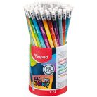 MAPED Grafitceruza radírral, ceruzatartó, HB, háromszögletű, MAPED "Black'Peps Energy", 6 különböző minta