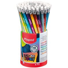   MAPED Grafitceruza radírral, ceruzatartó, HB, háromszögletű, MAPED "Black'Peps Energy", 6 különböző minta