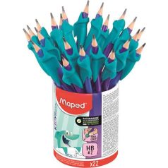   MAPED Grafitceruza radírral és ceruzafogóval, ceruzatartó, HB, háromszögletű, MAPED "Kidy Learn"