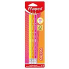 MAPED Grafitceruza radírral, HB, háromszögletű, MAPED "Black'Peps Neon", vegyes színek