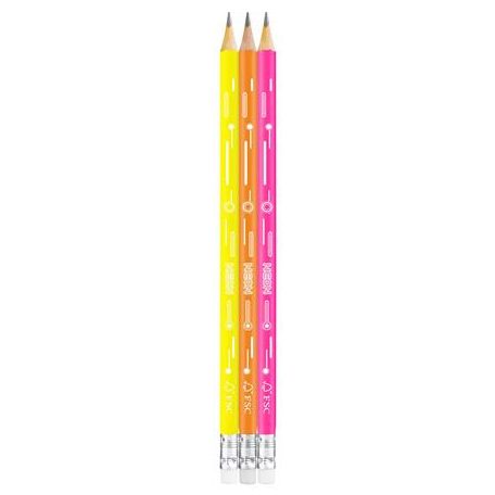 MAPED Grafitceruza radírral, HB, háromszögletű, MAPED "Black'Peps Neon", vegyes színek