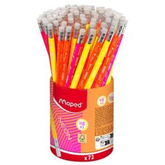   MAPED Grafitceruza radírral, ceruzatartó, HB, háromszögletű, MAPED "Black'Peps Neon", vegyes színek