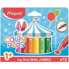 MAPED Zsírkréta, vastag, MAPED "Color'Peps MAXI Wax", 12 különböző szín