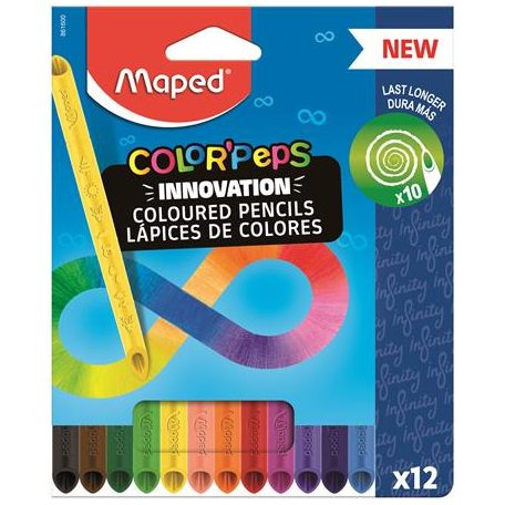 MAPED Színes ceruza készlet, háromszögletű, MAPED "Color'Peps INFINITY", 12 különböző szín