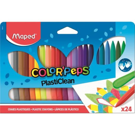 MAPED Zsírkréta, MAPED "Color'Peps" PlastiClean, 24 különböző szín