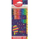 MAPED Színes ceruza készlet, háromszögletű, MAPED "Pixel Party", 12 különböző szín